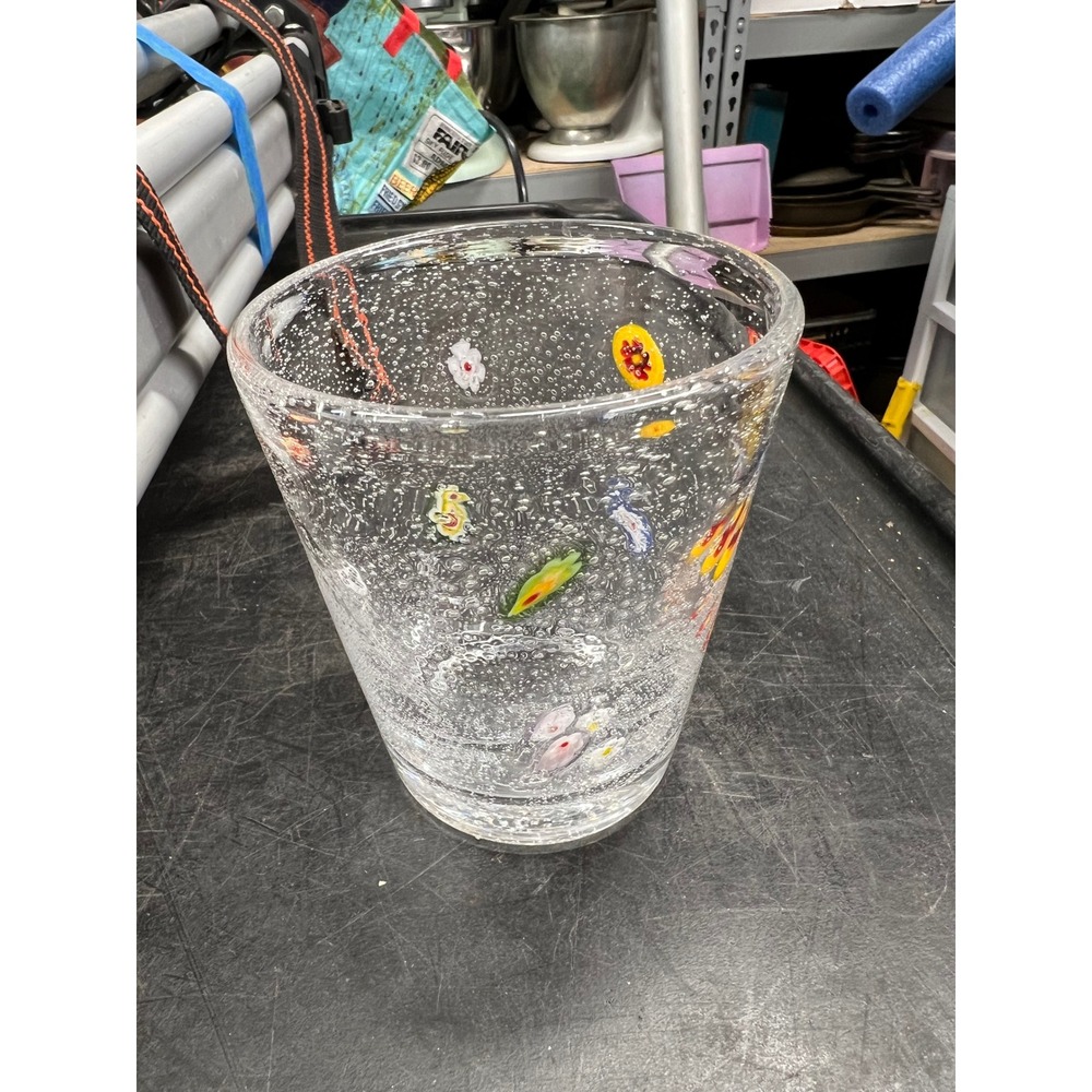 Set of 6 Murano Style Millefiori Bullicante Controlled Bubble Drinking Glasses